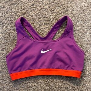 Nike Women's Vibrant Purple Sports Bra with Orange Band